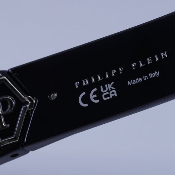 Philipp Plein SPP153 Z42X Sunglasses Black Geometric Frame, Grey Lenses - Picture 9 of 10